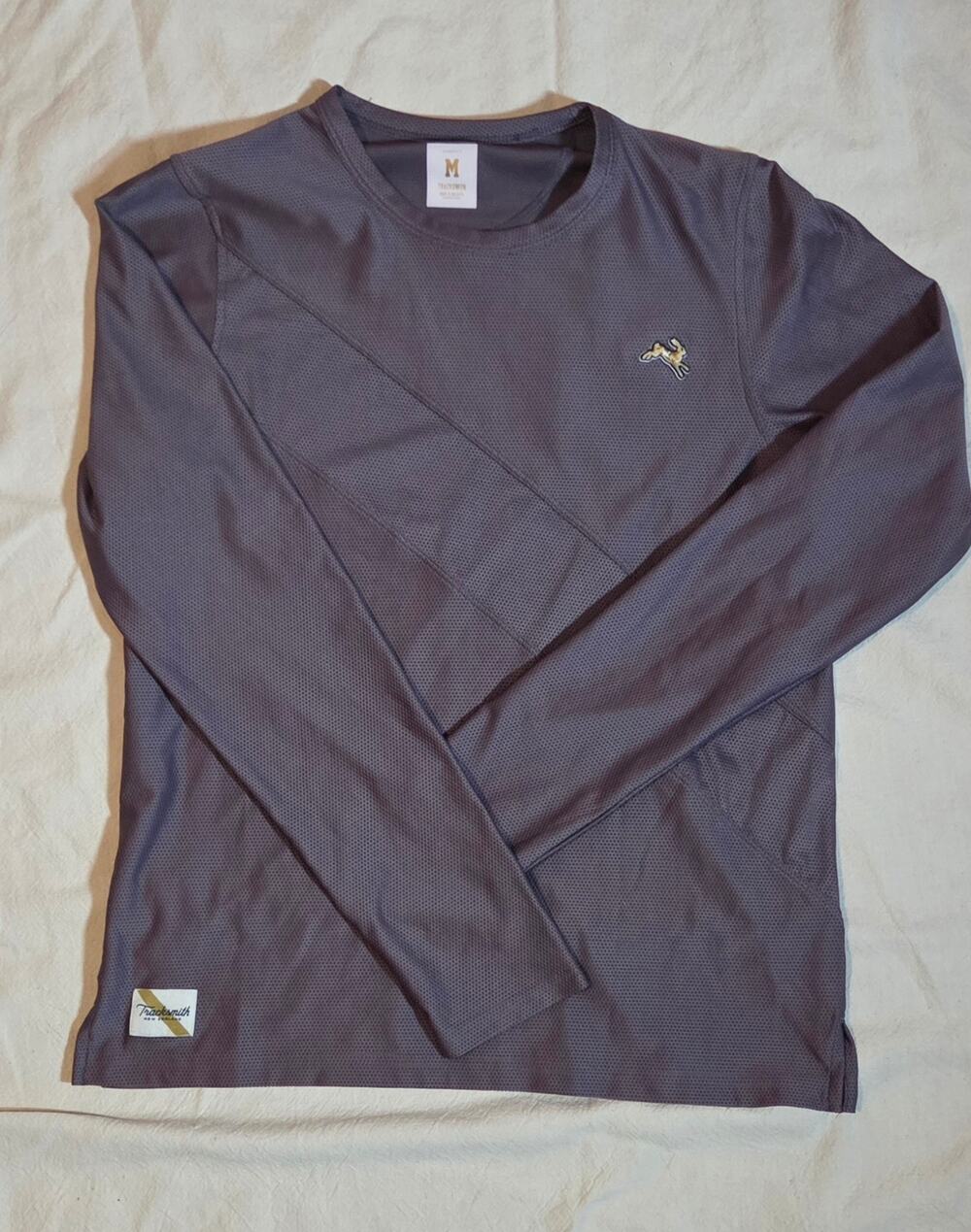 Tracksmith Women's Horizon Long Sleeve Running Shirt - Size Med - Charcoal Gray